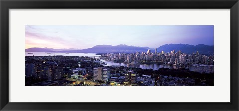 Framed Aerial view of cityscape at sunset, Vancouver, British Columbia, Canada 2011 Print