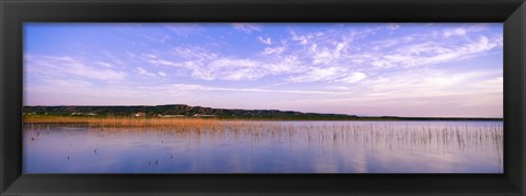 Framed Reflection of clouds in a lake, Elephant Butte Lake, New Mexico, USA Print