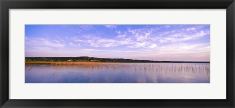 Framed Reflection of clouds in a lake, Elephant Butte Lake, New Mexico, USA Print