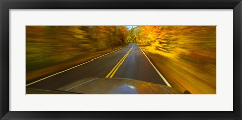 Framed Road viewed through the windshield of a moving car Print