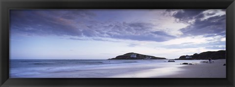 Framed Beach at dusk, Burgh Island, Bigbury-On-Sea, Devon, England Print