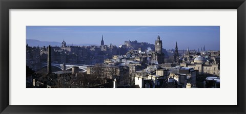 Framed High angle view of buildings in a city, Edinburgh, Scotland Print