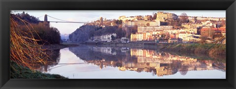 Framed Suspension bridge across a river, Clifton Suspension Bridge, Bristol, England Print