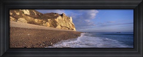 Framed Surf on the beach, Hooken Beach, Branscombe, Devon, England Print