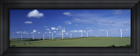 Framed Wind turbines in a farm, Newlyn Downs, Cornwall, England Print
