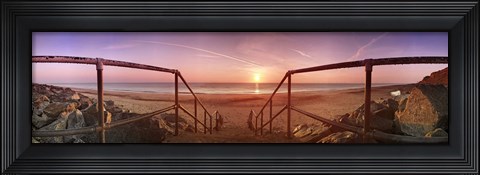 Framed Staircase leading towards a beach, California, Norfolk, England Print