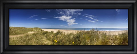 Framed Marram Grass, dunes and beach, Winterton-on-Sea, Norfolk, England Print