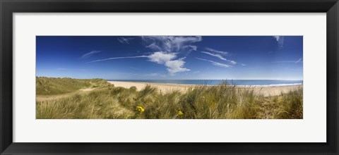 Framed Marram Grass, dunes and beach, Winterton-on-Sea, Norfolk, England Print