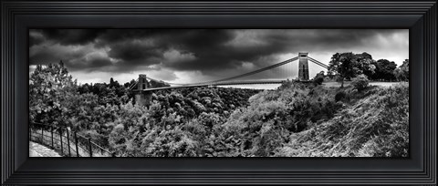 Framed Dark clouds over a suspension bridge, Clifton Suspension Bridge, Bristol, England Print