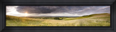 Framed Sunset over a landscape, Uffington, Oxfordshire, England Print