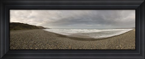 Framed Waves on the beach, Newgale Beach, St. Brides Bay, Pembrokeshire, Wales Print