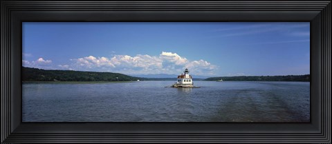 Framed Lighthouse at a river, Esopus Meadows Lighthouse, Hudson River, New York State, USA Print