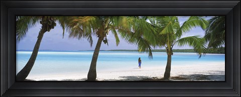 Framed Woman in sarong on the beach, One Foot Island, Aitutaki, Cook Islands Print