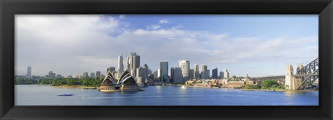 Framed Sydney Opera House with city skyline in the background, Sydney Harbor, Sydney, New South Wales, Australia Print