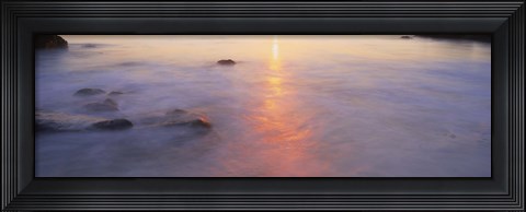 Framed Ocean at sunset Print