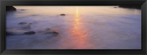 Framed Ocean at sunset Print