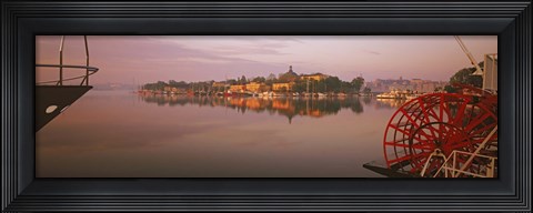 Framed Sternwheeler in a river, Skeppsholmen, Nybroviken, Stockholm, Sweden Print