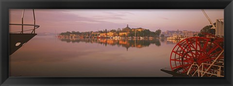 Framed Sternwheeler in a river, Skeppsholmen, Nybroviken, Stockholm, Sweden Print