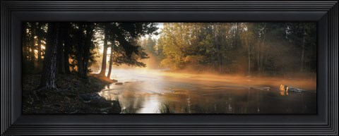 Framed Fog over a river, Dal River, Sweden Print