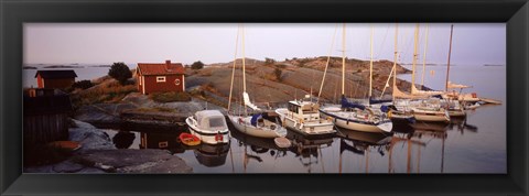 Framed Sailboats on the coast, Stora Nassa, Stockholm Archipelago, Sweden Print