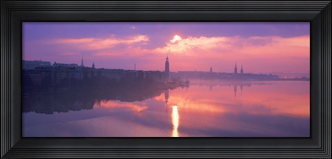 Framed Reflection of a building in water, Riddarfjarden, Stockholm, Sweden Print