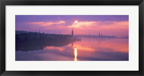 Framed Reflection of a building in water, Riddarfjarden, Stockholm, Sweden Print