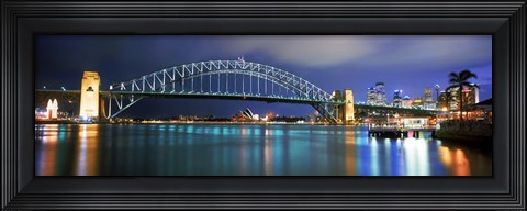 Framed Sydney Harbour Bridge with the Sydney Opera House in the background, Sydney Harbor, Sydney, New South Wales, Australia Print