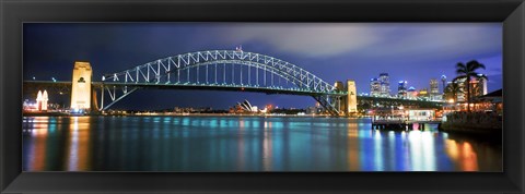 Framed Sydney Harbour Bridge with the Sydney Opera House in the background, Sydney Harbor, Sydney, New South Wales, Australia Print