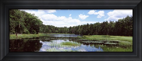 Framed Reflection of clouds in a pond, Adirondack Mountains, New York State, USA Print