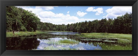 Framed Reflection of clouds in a pond, Adirondack Mountains, New York State, USA Print