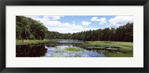 Framed Reflection of clouds in a pond, Adirondack Mountains, New York State, USA Print
