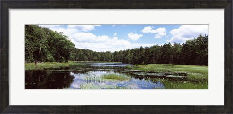 Framed Reflection of clouds in a pond, Adirondack Mountains, New York State, USA Print