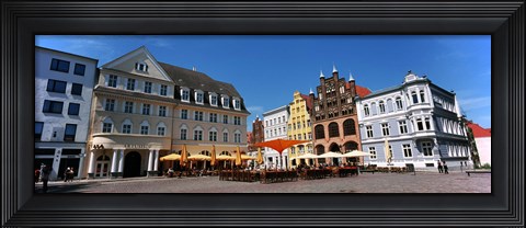 Framed Tourists at a sidewalk cafe, Stralsund, Mecklenburg-Vorpommern, Germany Print