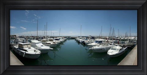 Framed Boats docked in the small harbor, Provence-Alpes-Cote d&#39;Azur, France Print