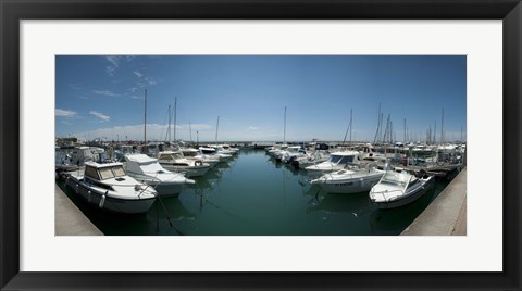 Framed Boats docked in the small harbor, Provence-Alpes-Cote d&#39;Azur, France Print