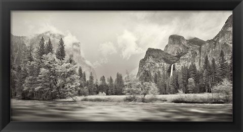 Framed River flowing through a forest, Merced River, Yosemite Valley, Yosemite National Park, California, USA Print