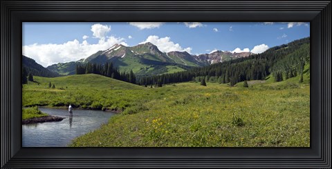 Framed Man fly-fishing in Slate River, Crested Butte, Gunnison County, Colorado, USA Print