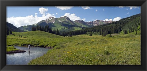 Framed Man fly-fishing in Slate River, Crested Butte, Gunnison County, Colorado, USA Print