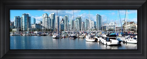 Framed Boats at marina with Vancouver skylines in the background, False Creek, British Columbia, Canada Print