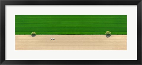 Framed Aerial view of a tractor in field Print