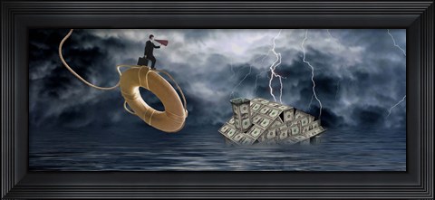 Framed Money house under water Print