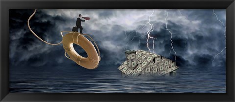 Framed Money house under water Print