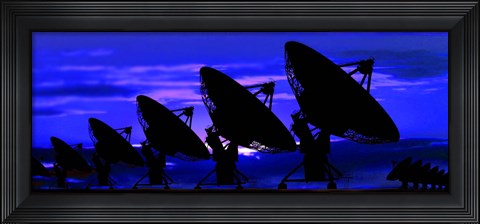 Framed Silhouette of satellite dishes Print