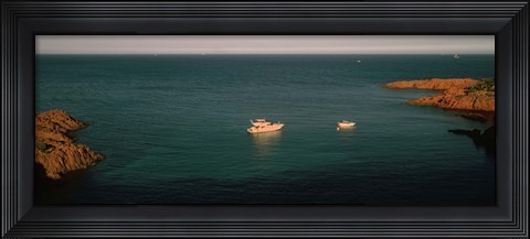 Framed Boats in the sea, Esterel Massif, French Riviera, Provence-Alpes-Cote d&#39;Azur, France Print