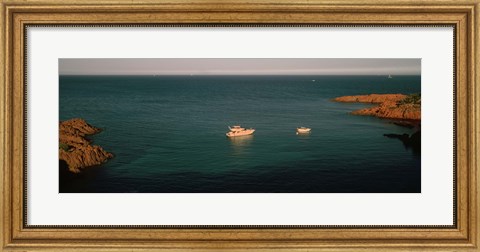 Framed Boats in the sea, Esterel Massif, French Riviera, Provence-Alpes-Cote d&#39;Azur, France Print