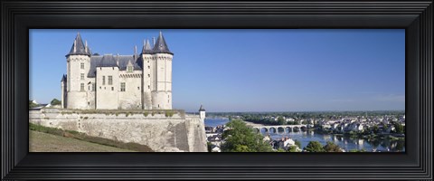 Framed Castle in a town, Chateau de Samur, Saumur, Maine-Et-Loire, Loire Valley, Pays-De-La-Loire, Centre Region, France Print