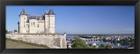 Framed Castle in a town, Chateau de Samur, Saumur, Maine-Et-Loire, Loire Valley, Pays-De-La-Loire, Centre Region, France Print