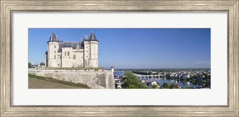 Framed Castle in a town, Chateau de Samur, Saumur, Maine-Et-Loire, Loire Valley, Pays-De-La-Loire, Centre Region, France Print
