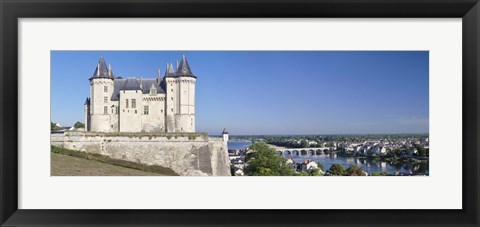 Framed Castle in a town, Chateau de Samur, Saumur, Maine-Et-Loire, Loire Valley, Pays-De-La-Loire, Centre Region, France Print