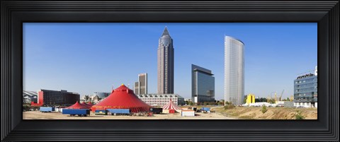 Framed Hochhauser in the European quarter a circus tent, Frankfurt, Hesse, Germany Print
